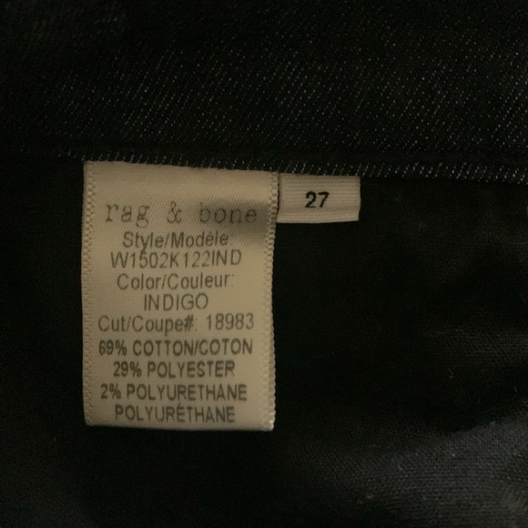 Rag & Bone Skinny Jeans Dark Wash Sz 27 - Picture 7 of 7